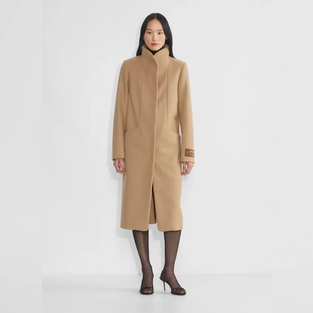 Aritzia Wilfred The Cocoon Long Camel New Elegant Wool Cashmere Coat Size XS - Picture 9 of 17